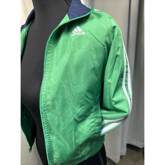 Adidas Boy's Blue & Green Full Zip‎ Windbreaker Lightweight Jacket Size 5 - Picture 2 of 5